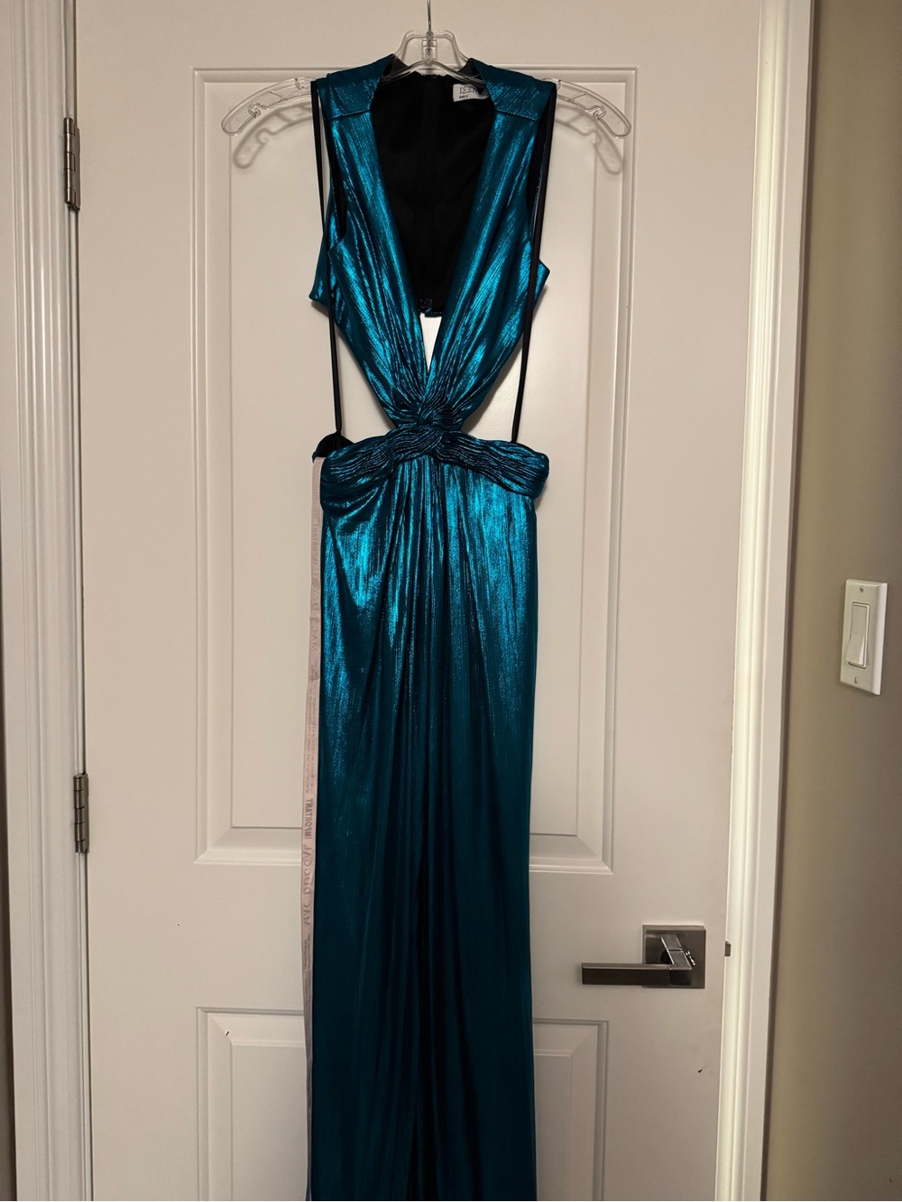 Mac Duggal Shimmering Teal Evening Dress - Picture 4 of 8